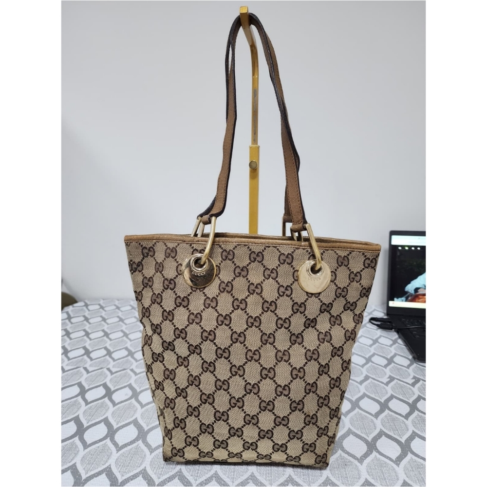 Gucci Vintage GG Canvas Eclipse Shoulder Bag Beige/Brown - Picture 5 of 12